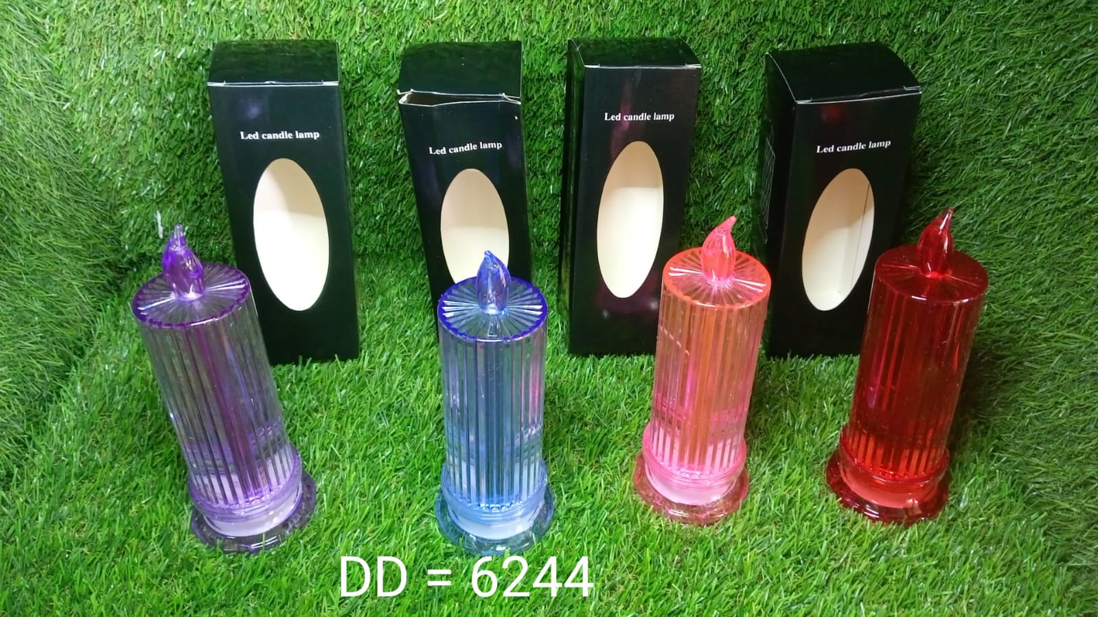 Crystal candle lights in vibrant colors, designed to add a touch of elegance to any room.